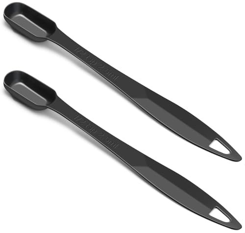 2 Pcs 1/2 Teaspoon(1/2 Tsp | 1/6 Tbsp | 2.5 mL | 2.5 cc | 1/16 oz) Stainless Steel Single Measuring Spoon, Long Handle Metal Measuring Spoon, Kitchen Gadgets for Cooking & Baking(Black)