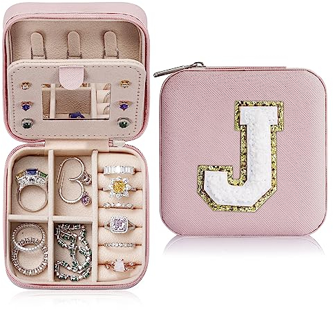 TINGN Reise Schmuckkästchen Mädchen Damen, Schmuck Organizer Box | Schmuckkästchen Damen | Personalisiert Schmuckschatulle Mädchen Damen | Halskette Ohrringe Ring Box | Reise Schmuck Organizer Rosa