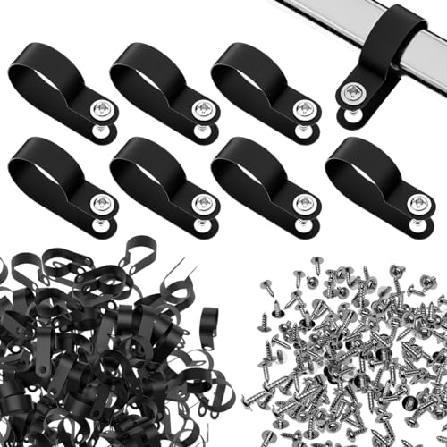 BTF-LIGHTING 100pcs nero 1/4 di pollice R-Type nylon plastica clip di montaggio del cavo con viti in acciaio inox per interni all'aperto elettrico filo morsetto organizzatore gestione del filo