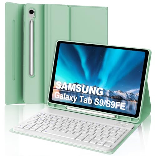 Keyboard Case for Samsung Galaxy Tab S10 FE/S9 FE 10.9 inch, Detachable Wireless Bluetooth Keyboard with Stand Cover for Samsung Galaxy Tab S10 FE 10.9 2025/S9 FE 10.9 2023/S9 11 2023, Grass Green