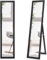 Giantex Miroir sur Pied Miroir Mural, Miroir Design 2 en 1 avec Cadre en Bois, pour Salon, Chambre, Couloir, 37 x 155 cm, HD(Noir)