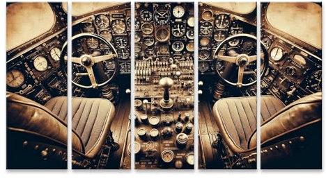 islandburner Prime Bild auf Leinwand Zeitkapsel des Fluges - Vintage Cockpit mit analoger Präzision Bilder Wandbilder Poster