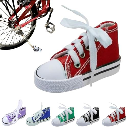 Caduola Personalisierte Motorrad-Fußstütze, kleiner Schuh, Ständer-Verlängerungspad, 1 x Motorradständer, niedlicher Mini-Canvas-Schuh, Seitenständer, Motorradzubehör (rot)