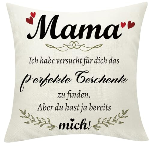 Sunia Muttertagsgeschenke für Mama, Kissenbezüge 45x45cm, Dekokissen Kissen mit Taschen, Geschenke für Mama, Geburtstagsgeschenk für Mama, Beste Mama Geschenk, Geschenke für Mütter, Geschenk Muttertag