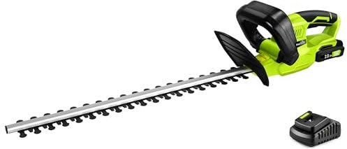 SnapFresh Cordless Hedge Trimmer 20V 20IN 4.74LB 0.55IN Cutting Thickness Lightweight Electric Shrub Cutter Dual-Action Blades with Battery and Charger for Garden Branches Shrubs Shrubbery Bushes