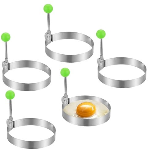 Egg Ring, 5 Stück Spiegeleiform, 8cm Edelstahl Omeletts, Egg Ring Formen für das Kochen, Edelstahl Ei Ring, für Spiegeleier, Sandwiches, Pfannkuchen Form für Hackbraten, Spiegeleierformen