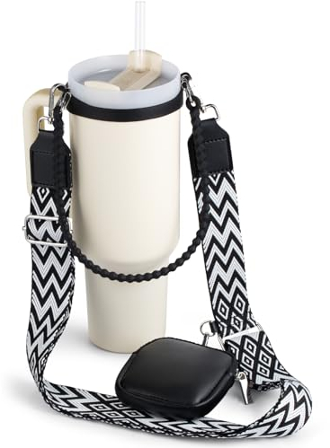 Carrier with Strap for Stanley Cup Accessories, Cute Adjustable Water Bottle Carrying Straps with Wallet for Stanley 40 30 20 OZ Tumbler, Holder for Women Men Boys Girls