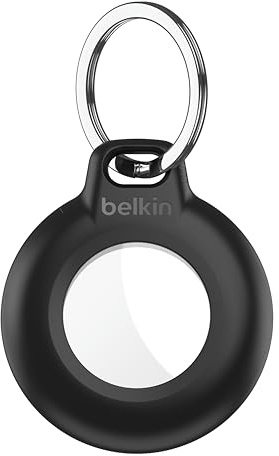 Belkin Wasserdichte Apple AirTag Secure Holder mit Schlüsselring, langlebige kratzfeste AirTag Hülle, schützende AirTag Keychain Zubehör für Schlüssel, Haustiere, Gepäck, Rucksäcke und mehr - Schwarz