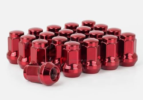 TITAN NUTS M12x1.5 Wheel Nuts - Compatible with Ford Focus inc ST and RS - RED - 17 Hex - 60 Degree Taper