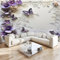 3D Papier Peint Fleur Violette Papillon En Relief Papier peint panoramique Multicolore- Pour Salon Chambre Chambre D'Enfant Décoration Murale Poster 200x140cm