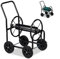 Garden Water Hose Reel Trolley - Portable, Heavy Duty, Free Standing, Black Water Pipe Cart