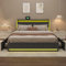 KeepGoon Doppelbett 160 x 200 cm,Polsterbett mit LED-Leuchten, 4 Eisenschubladen und einem USB Ladeanschluss,Stauraumbetten Bettgestell,Leinenstoff (Dunkelgrau)