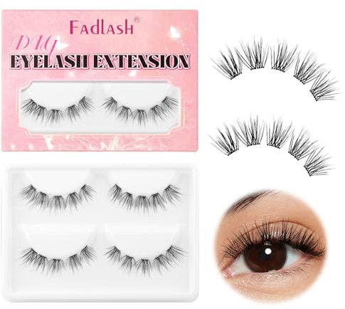 FADLASH Wimpern Cluster: Magnet Wimpern Natürlicher Look Wiederverwendbar Natürlicher Look ausgestellte Falsche Weiche flauschige Wimpern Fake Lashes(2 Paare)