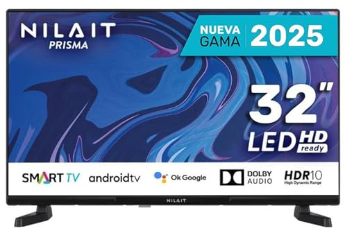 Nilait Prisma 32HC7002S Smart TV 32 Pulgadas HD Ready Frameless, Android TV, WiFi, HDMI, USB, Televisor LED Compacto para Cocina Dormitorio