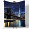 Kuscheldecke Flauschig Decke Flanell Fleecedecke 150 x 200 cm Sofadecke Tagesdecke Blanket 3D New York Brooklyn Bridge-Nachtansicht Weich Deckeldecke Wohndecke Für Bett Sofa Schlafzimmer Büro