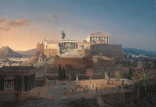 ZHAOSHAN Leinwandbilder, Poster, 58 x 90 cm, ohne Rahmen, Die Akropolis in Athen, Leo von Klenze