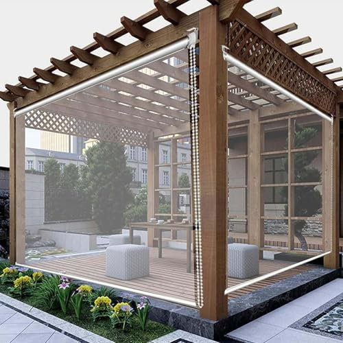 Générique Stores Enroulables Transparents et Imperméables Stores Enrouleurs Transparents for Extérieur Stores Enroulables en PVC Coupe-Cent et Imperméables Rideau de Pergola for Balcon,140 * 200cm