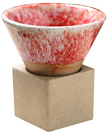 Ceramic Coffee Mugs with Base Rough Pottery Espresso-Cup Water Cup Japanese Latte Pull Flower Porcelain-Cup for Kitchen