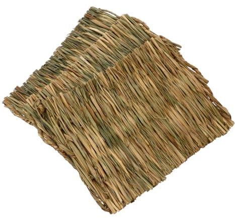 Sosoport 3pcs Grass Mat Pad for Guinea Pig Rabbit Bunny Woven Bedding Cushion Natural Grass Chew Mat for Animal Bedding