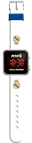 Kids Licensing - Reloj Digital Niño Real Madrid,LED Infantil, Batería Duradera, Funciones Completas, Correa Ajustable, Diseño Original, Cuadrado, Perfecto para Regalo