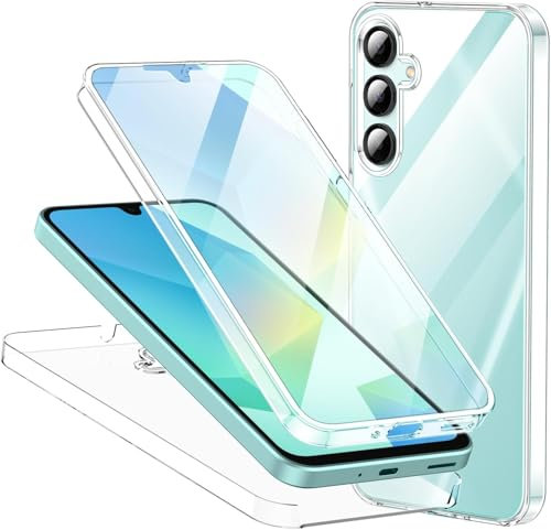 LIUKM Hülle für Samsung Galaxy S25, Klar Case Silikon Eingebauter Displayschutz, Stoßfester 360 Grad Ganzkörper Hartschale Komplett Schutzhülle beidseitig Handyhülle - Transparente