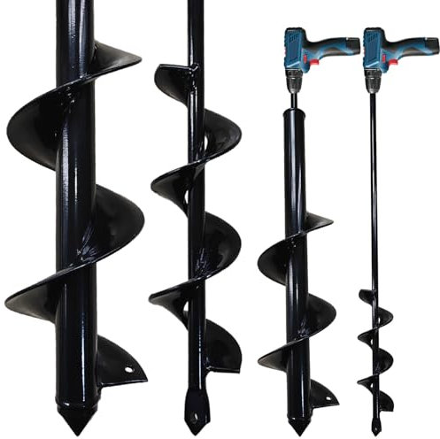 Asoleo Planting Auger Bits, 3.5 x 16 and 1.6 x 16.5 Garden Auger Hole Drill and Bulb Planting Tool, Garden Ground Drill Bit for 3/8 Hex Drive Drill