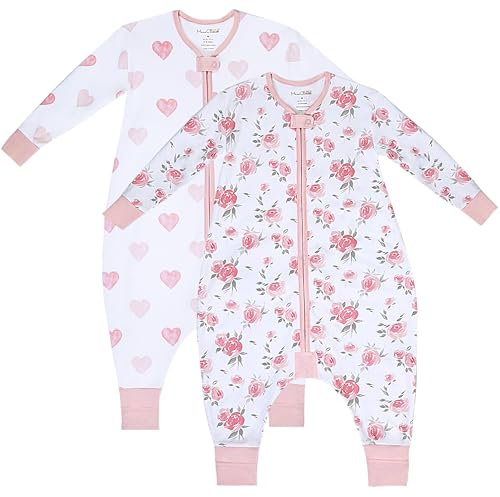 Mama Cheetah Toddler Schlafsack mit Füßen, Long Sleeve 0,5 TOG Bio-Baumwolle Baby Schlafsack mit Beinen, Wearable Decke für Wanderer w / 2-Wege-Reißverschluss, Kleinkind Decke, 3-4T