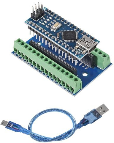 1 Set Mini for Nano V3.0 ATmega328P Micro Controller Board Module with USB Cable and for Nano V3.0 Expansion IO Shield Board Expansion Board for Arduino