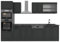 Vicco Küchenzeile R-Line, Anthrazit Landhaus/Anthrazit, 300 cm mit Hochschrank, AP Anthrazit