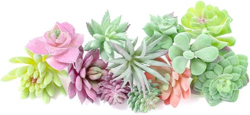 WOHSEROM 12 Pack Realistic Flocked Artificial Succulents, Faux Plastic Succulents Mini Fake Plants for Garden Craft, Cake, Party, Indoor/Outdoor Decor (Unpotted, PVC, Lifelike Details)
