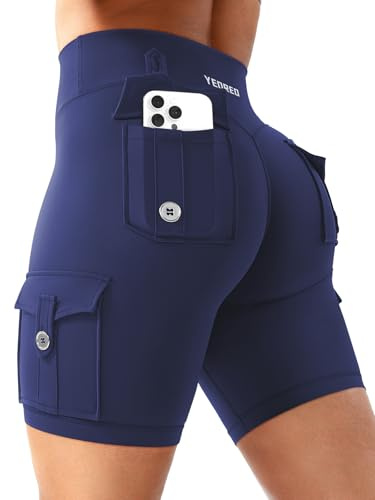 YEOREO CoreFlex Radlerhose Damen mit 4 Taschen 8 Damen Scrunch Sport Short | Hoch Taille, Nahtlose, Booty Lifting, Blickdicht, Für Yoga, Fitness, Gym, Sport, Workout, Kurze Legging