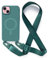 Leather Armor Handykette Hülle für iPhone 15(6.1) mit Band Halsband Lanyard (abnehmbar) Handyhülle, Verstellbarer Lanyard.Magnetisch Stoßfest Silikonhülle Wireless Charging kompatibel .-Grün