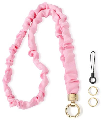 WEESMILE Cordon chouchou extensible pour badges d'identité, joli tour de cou pour clés | Porte-clé rétractable pour femmes, enseignants (rose)