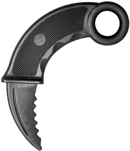 BAY Karambit Gummimesser mit Ringgriff Hartgummi Trainingsmesser | Gummi-Karambit schwarz Trainingswaffe für Selbstverteidigung ca 17 cm Gummi Ringgriff mit Fingerloch geschwungene Klinge