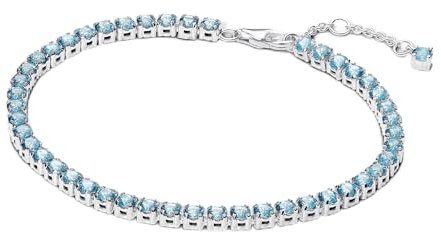 PANDORA Funkelndes Blaues Tennisarmband aus Sterling-Silber, mit Kristallen verziert, aus der Timeless Kollektion, Länge: 16 cm, 591469C03-16