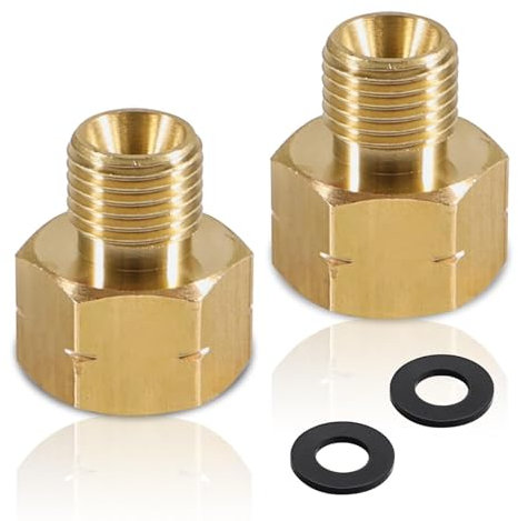 Alriedy 2-teiliges LPG-Adapter-Set aus Messing: 3/8-Zoll-Innengewinde x 1/4-Zoll-Außengewinde Messing-Gasherdanschluss Gas-Schlauchverbinder linksgängig
