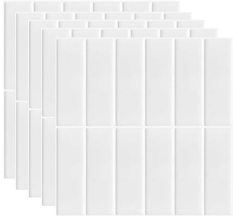 Lot de 5 feuilles de carrelage autocollantes 3D - Protection anti-éclaboussures pour cuisine et salle de bain - 30,5 cm x 30,5 cm x 2,5 mm - Autocollant respectueux de l'environnement - Film décoratif