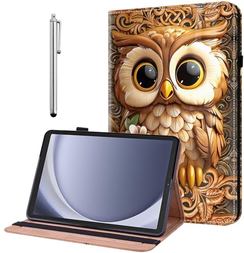 YiChZhe Case for iPad mini (A17 Pro 2024 Model, 7th Generation) / mini 6 (2021 Model, 6th Generation) Shockproof Protective Case with Adjustable Stand Card Slot Pen Holder, Brown Owl