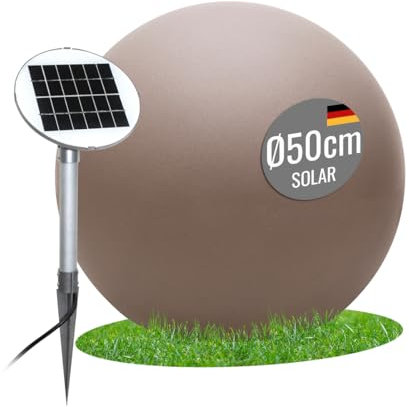 8 seasons design Solar Kugelleuchte 50 cm Shining Globe (taupe) LED warmweiß, Dämmerungssensor – wetterfest – Solarlampe für außen (Garten, Terrasse, Balkon) – robust & langlebig