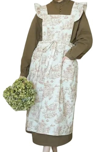 Fahoujs Delantal francés Durabilidad Mezcla de Algodón Color Para Hornear Cocina Y Evento Culinario Delantal Cocina Hogar Apronn