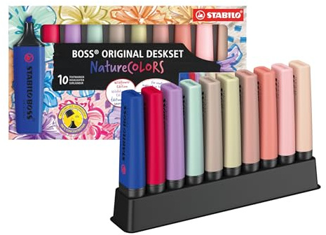STABILO BOSS ORIGINAL NatureCOLORS Wildflowers - Highlighter | Deskset of 10 - Assorted Colours