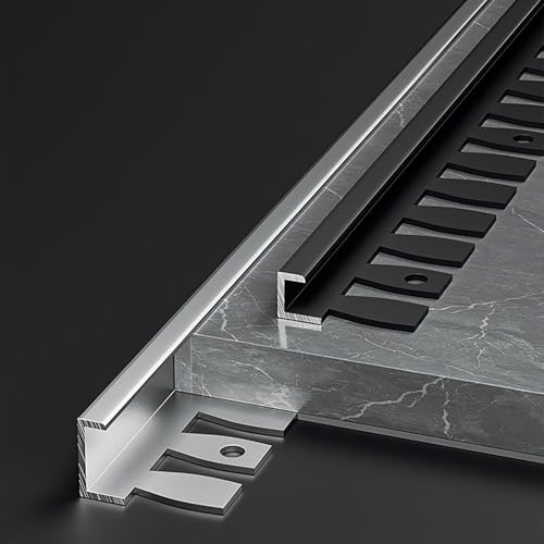 Coayuou Sockelblende Küche Aus Aluminium Biegbares Abschlussprofil 100cm* 3 Stück Fliesenschiene Stabil & Rostfrei Für Rundungen & Kreative Fliesenabschlüsse Im Bad & Küche(Option 1,5.5mm)