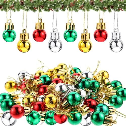 Mini Weihnachtskugeln Plastik, 96 Stück 2 cm Weihnachtsbaumkugeln, Kunststoff Christbaumkugeln Weihnachtskugel Ornamente, Tannenbaum Kugeln Weihnachtsdeko, Weihnachtsbaumschmuck Christbaumschmuck