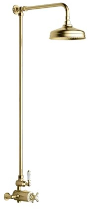 Showers - Exposed - Thermostatic - Windsor - Top Outlet (Brushed Brass, 200mm Shower Head)