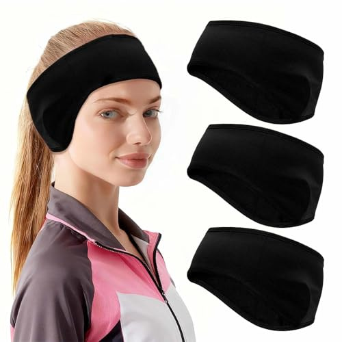 JOOTUEPO 3 Pack Running Headband Winter Headbands for Women, Thermal Ear Warmers, Warm Cozy Fleece Ear Warmers Earmuffs Windstopper, Full Cover/Stretchy, for Outdoor Sports Jogging Cycling Hiking