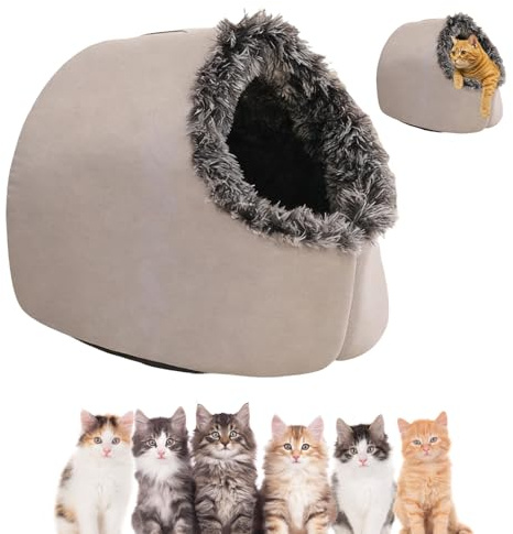 Katzenhöhle, 2026 Neu Kuschelhöhle Katze Winterhöhle Hundehöhle Plüsch Haustierhöhle für Katzen Kleine Hunde (Grau 02, Mittel)