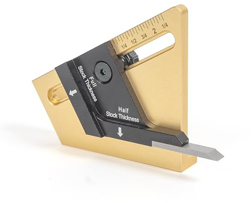 HALFSET PRO Precision Center Gauge – Instantly Find Exact Half Thickness of Wood Stock, Set Table Saw Blade, Dado & Router Bit Height Accurately – No Math, No Measuring Woodworking Tool