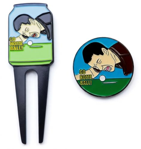EujRcf 2 Pcs Golf Pitch Mark Repairer and Ball Marker Set, Portable Golf Divot Repair Tool, Golf Ball Markers for Putting Green, Funny Golf Accessories For Turf Repairing And Ball Marking