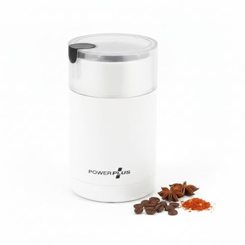 Electric Coffee & Spice Grinder 150W, Stainless Steel Blade, 70g Capacity, One-Touch Operation (White)