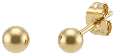 AMOR - Damen Ohrringe Edelstahl - Vergoldet/Golden - Kugel Ohrstecker - AMR-E0046